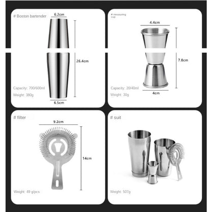 4pcs Boston Cocktail Shaker Set